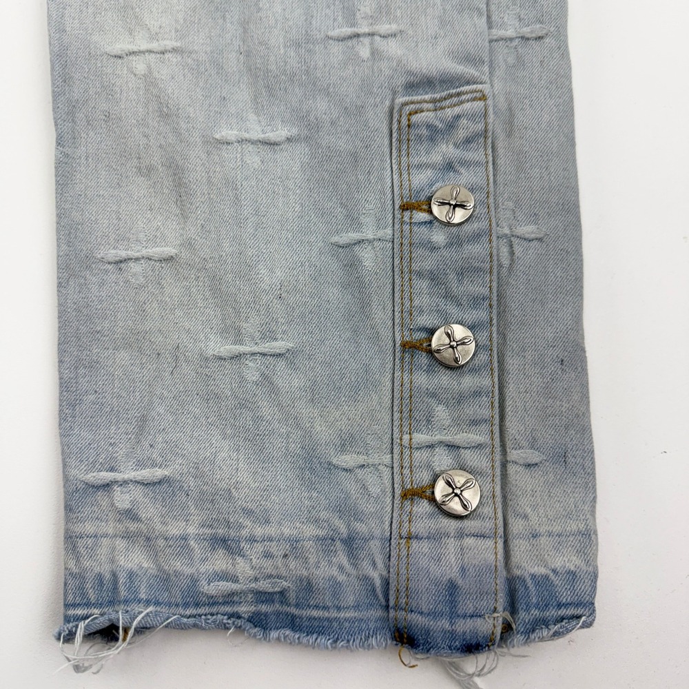 SMFK Plan D Cross Jacquard Ankle Jeans Women Small Light Wash Blue Denim Size 6 - Picture 6 of 15